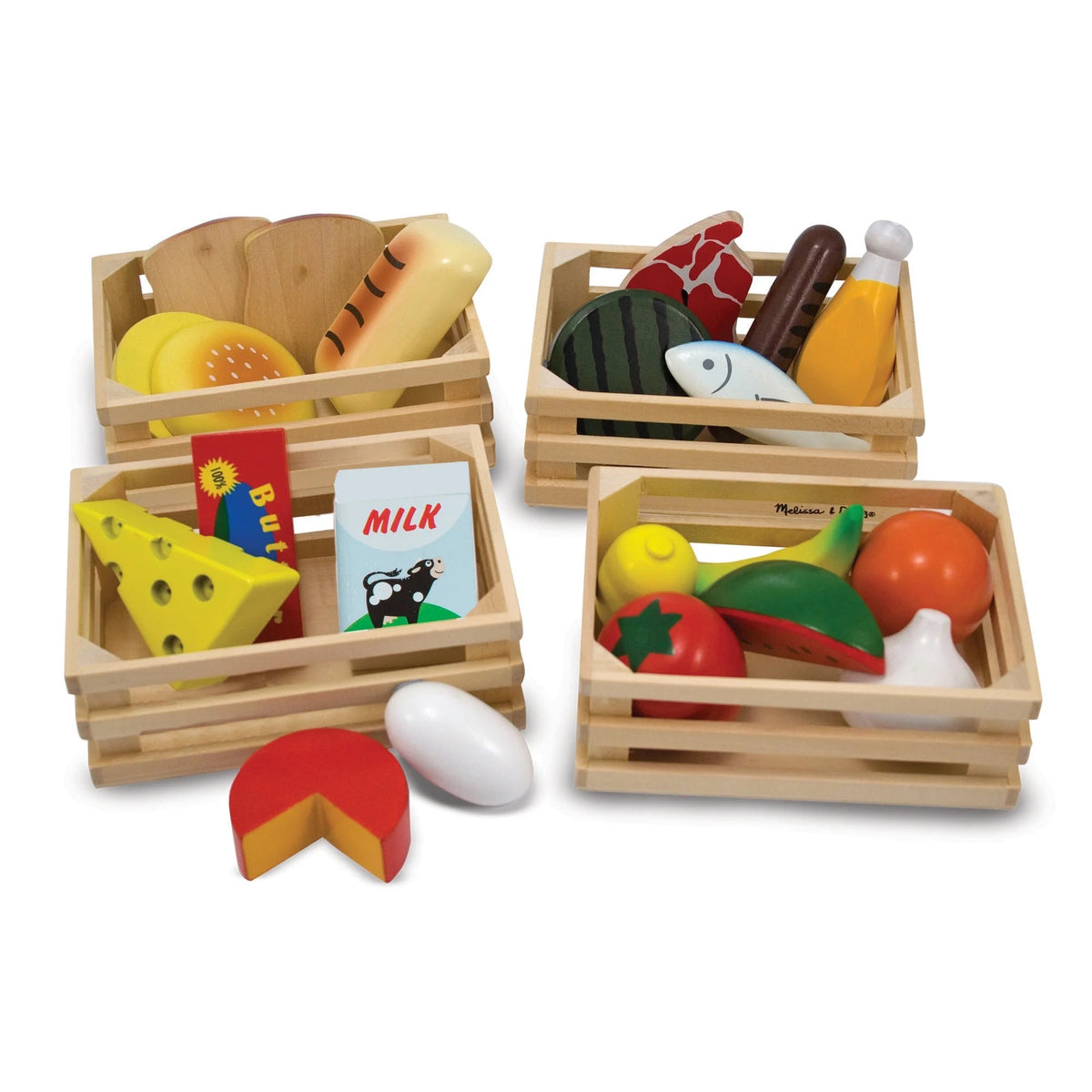 Melissa & Doug Food Groups - 21 Wood Parts and 4 Boxes, Multicolor