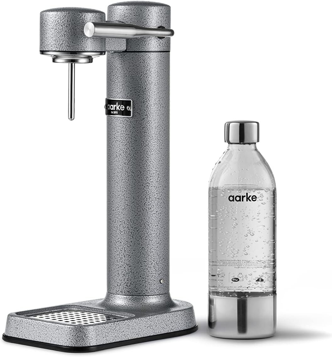 Aarke Carbonator 3, Water Gasifying Machine in Stainless Steel, includes Two Bottles (800ml), Black Finished