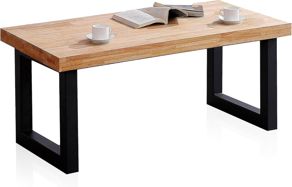 Duehome | Loft, Lifting Coffee Table, Dining Table, Oak and White Finish, Measures: 120 cm (L) x 60 cm (W) x 47.5/62 cm (H)