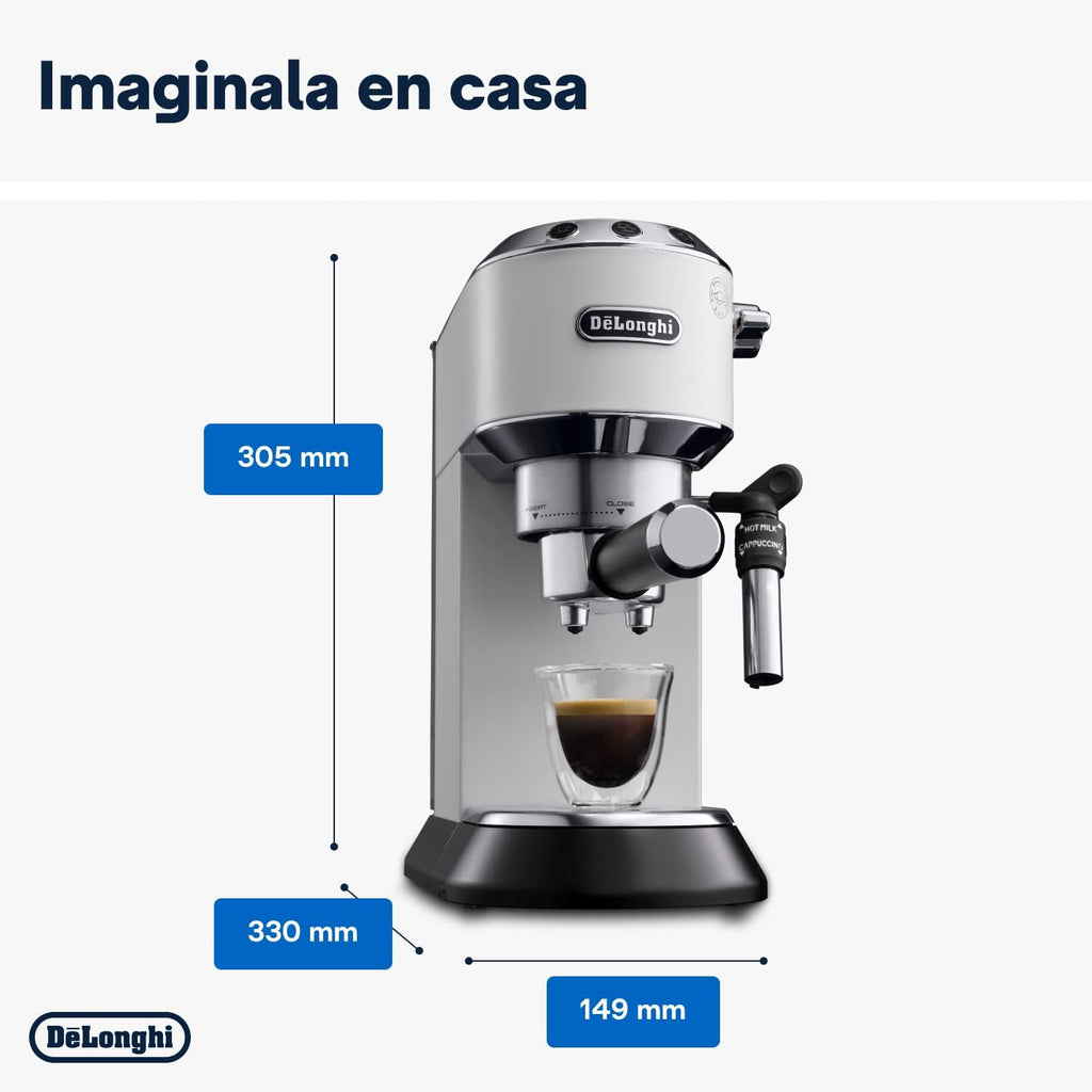 De 'Longhi Dedica - Inoxable Steel Pump Coffee Coffee Coffee Coffee, Espresso and Capuchino, 1.3 Litre Deposit, Antidote System, EC685.M Model, Metal Color