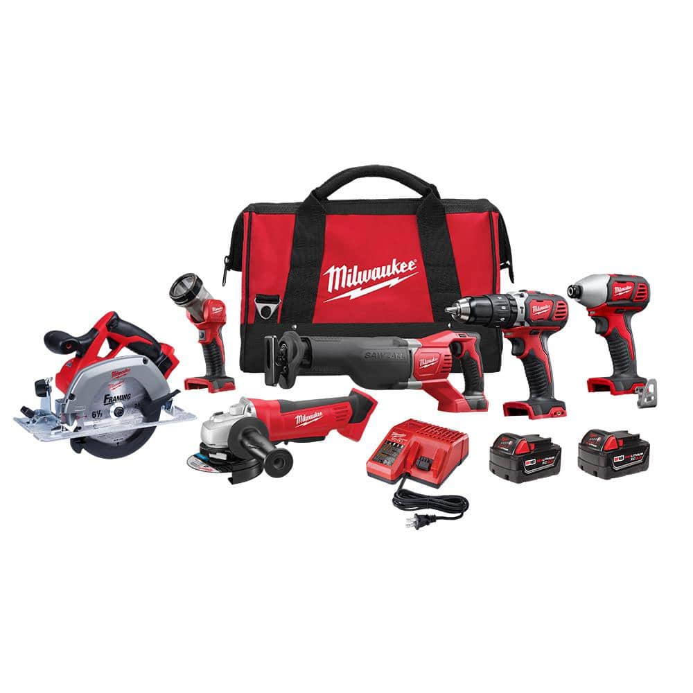 18V M18 wireless combined kit with lithium battery (6 tools) with two 3.0 Ah batteries, 1 charger, 1 tool bag 2696-26