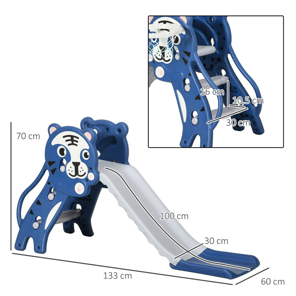 Children's Tobogan 3 In 1 With Blue Tiger Pattern and Grey Aiyaplay