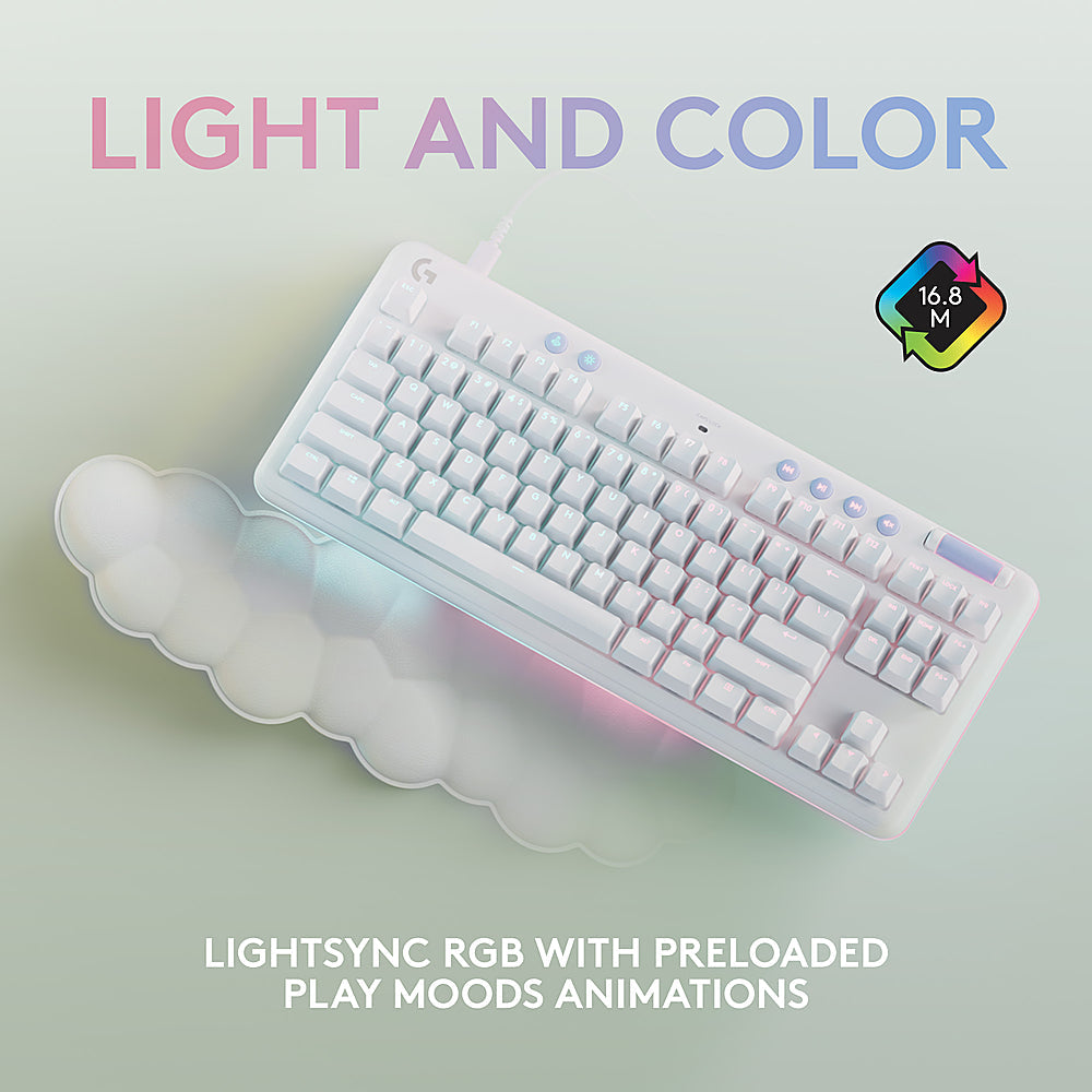 Logitech - Mechanical Gaming Keyboard TKL G713 Aurora Collection with Linear Switches for PC / Mac, with Spare Parts Included - White Fog