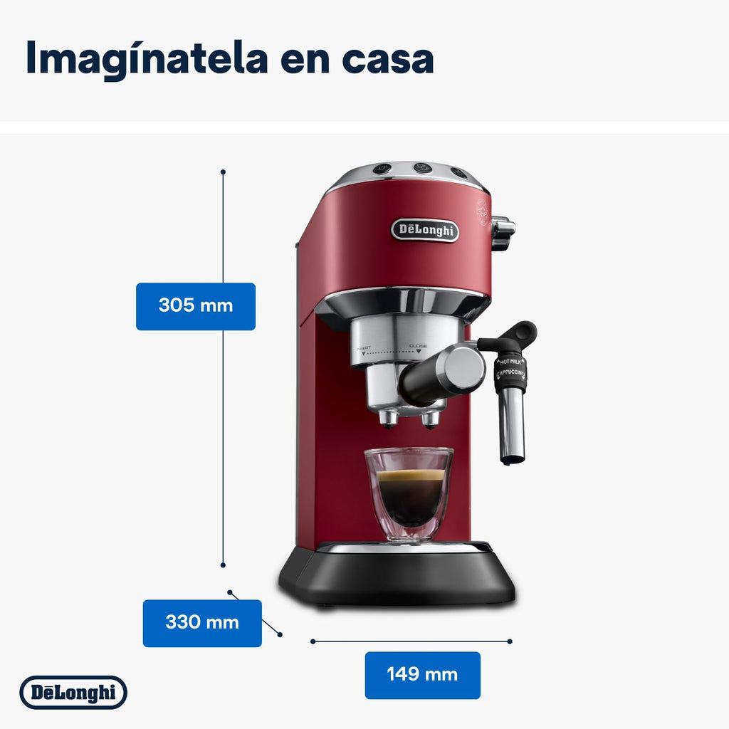De 'Longhi Dedica - Inoxable Steel Pump Coffee Coffee Coffee Coffee, Espresso and Capuchino, 1.3 Litre Deposit, Antidote System, EC685.M Model, Metal Color