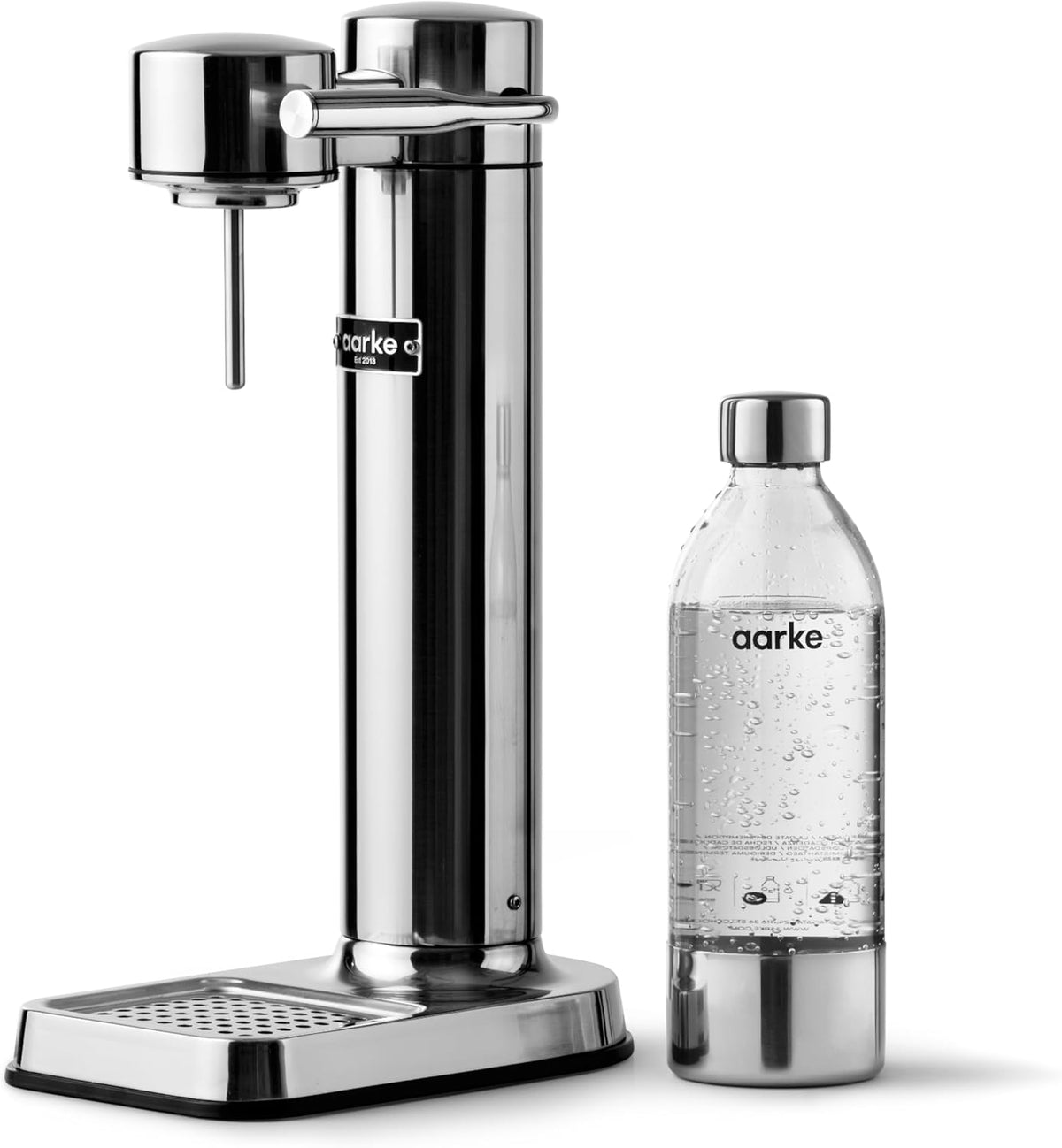 Aarke Carbonator 3, Water Gasifying Machine in Stainless Steel, includes Two Bottles (800ml), Black Finished