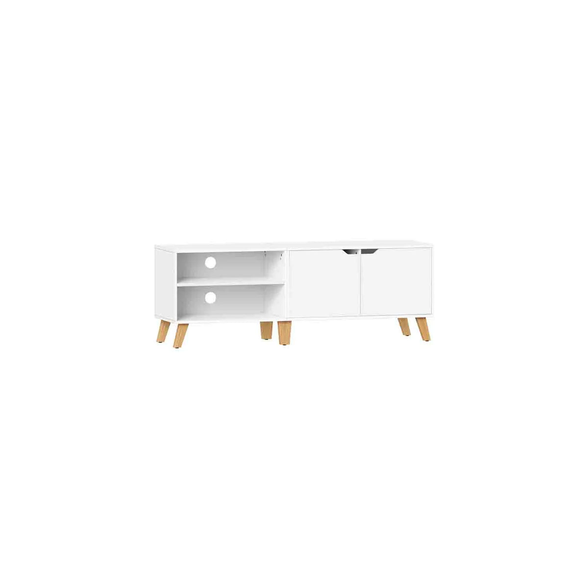 2-door TV furniture with white adjustable shelves