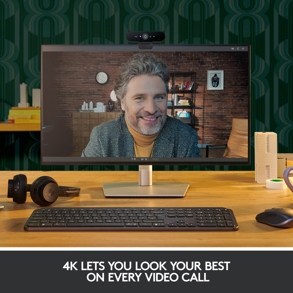 Logitech - Webcam 4K Pro 4096 x 2160 with Microphone with Noise Cancellation - Black