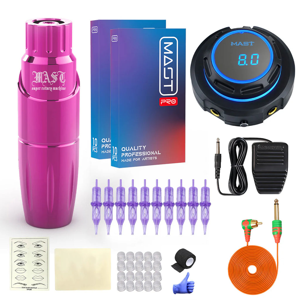 Mast Tour Tattuage Machine Kit with Rotating Machine Tour Pen and Halo Power Supply