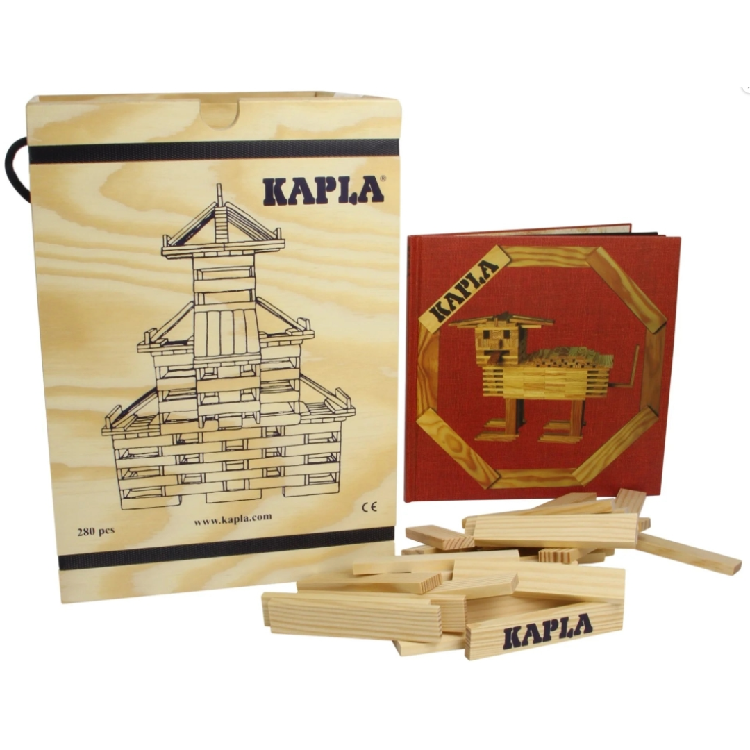 KAPLA 280 Parts Block Set with Advanced Book of Animals and Red Architecture