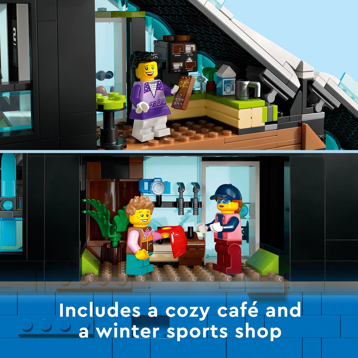 LEGO City Skiing and Escalating Center 60366 Construction Set, 3 Level Building with Skiing Track, 8 Minifigures and 2 Animal Figures for Imaginative Winter Sports Game, Fun Gift Idea for Children and Skiing Fans