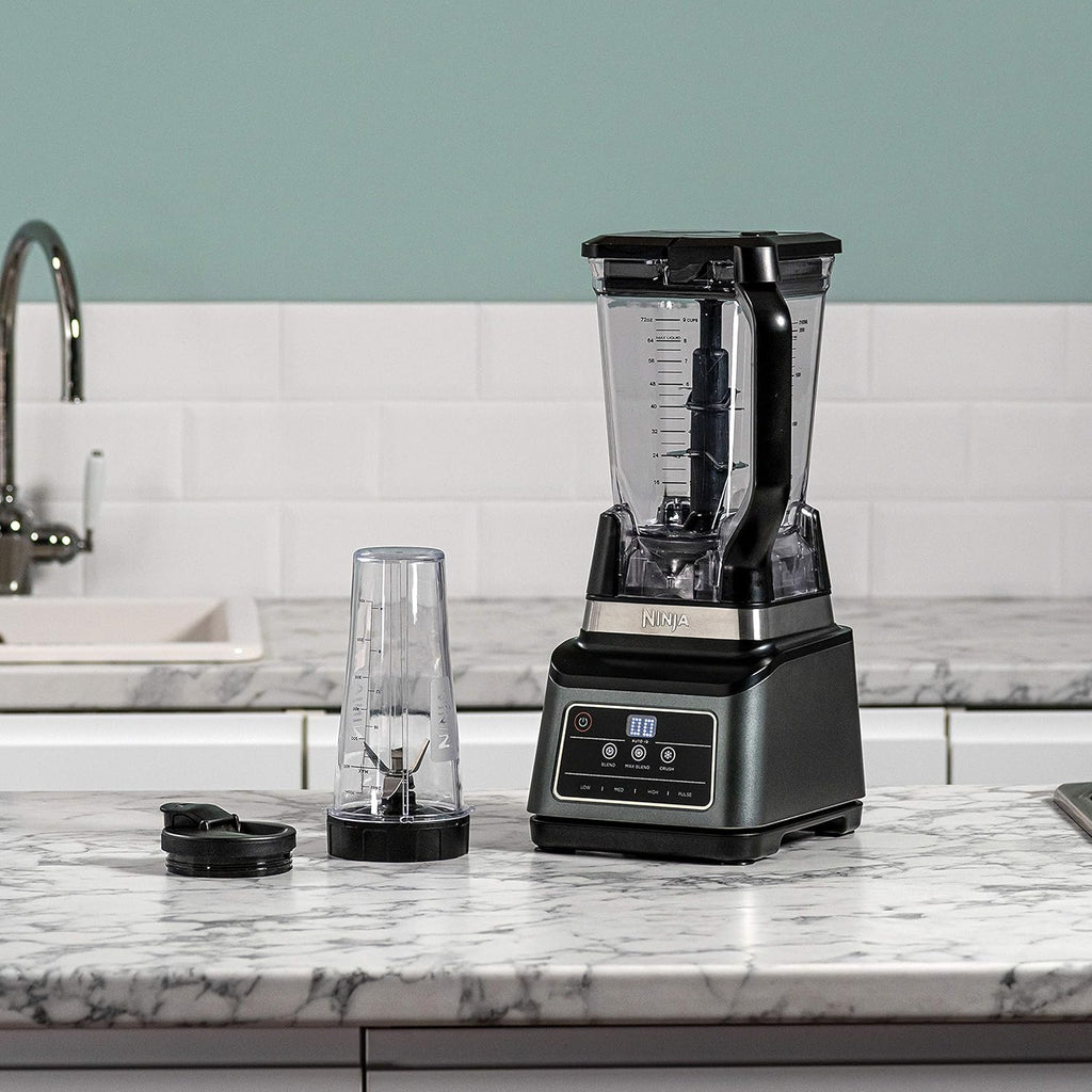 Ninja BN750EU Filter 2-en-1 - 1200 W, 3 Automatic Programs, 4 Manual Settings, Auto-iQ Technology, 2.1 L Jar and 700 ml Vase, Dishwasher-suitable Parts - Black / Silver