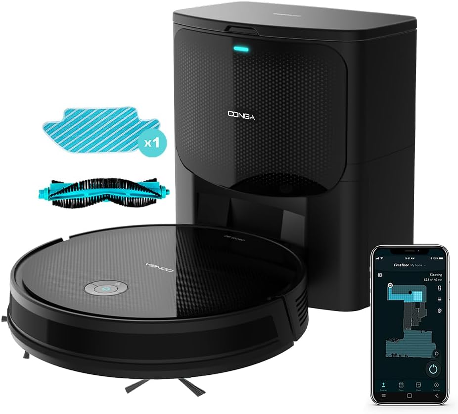 Robot Cecotec vacuum cleaner with Giroscopic Navigation Conga 999 Map X-Treme. Suction engine 2000Pa, 2 Lateral brushes, 2 Fregones, Autonomy 120 minutes, App Control and Remote Command