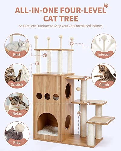Made4Pets Tree for Modern Cats with fully covered Sisal Rascators