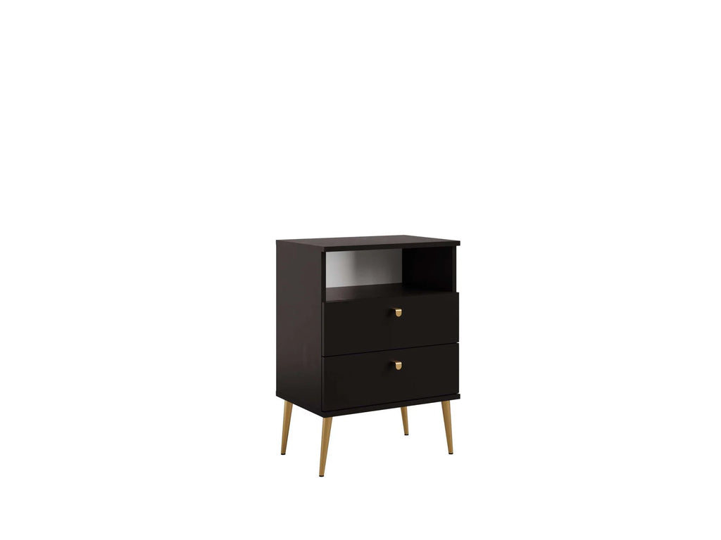 Elyria nightstand with elegant black design, metal shooters - 50 cm