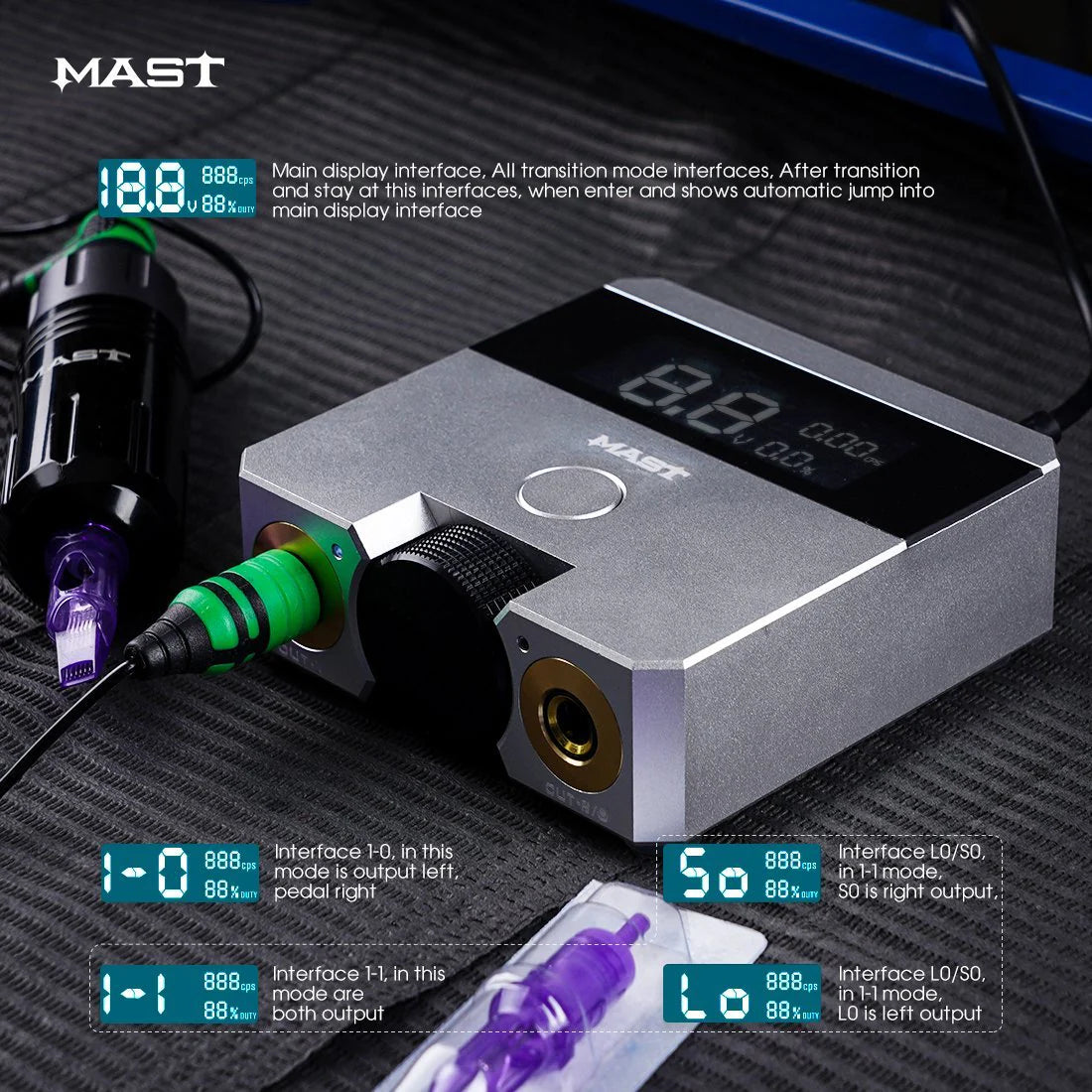 Dual Mode Mast Skate Power Source with Tattooing Function