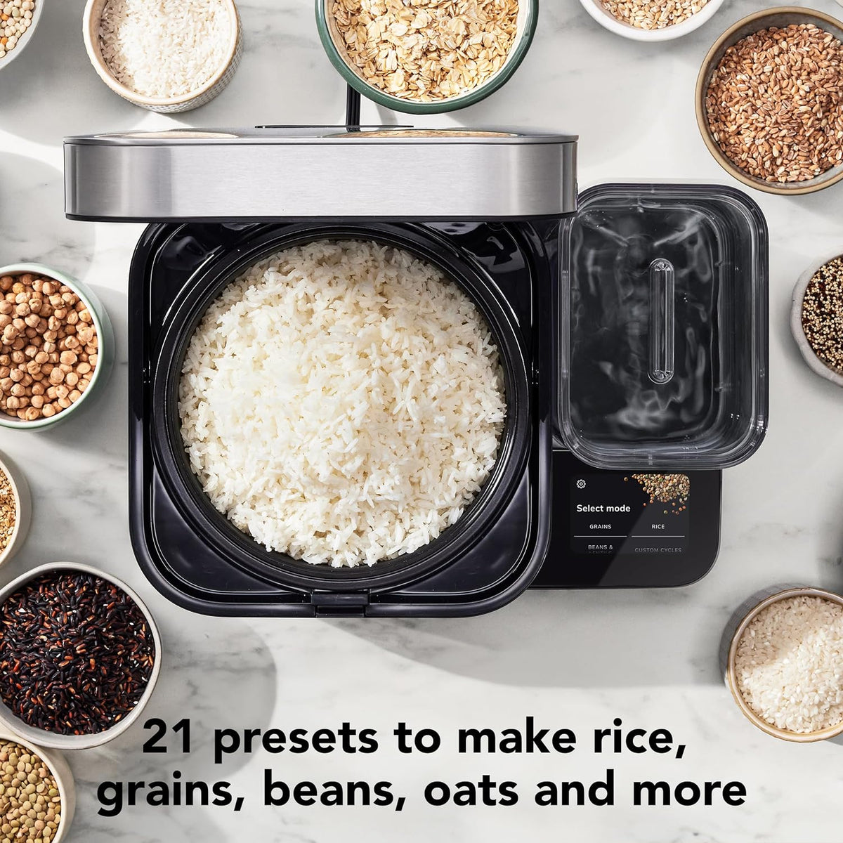 8-cup Grain and Rice Cook KitchenAid with Integrated Balance and Programmed Cooking, KGC3155BM