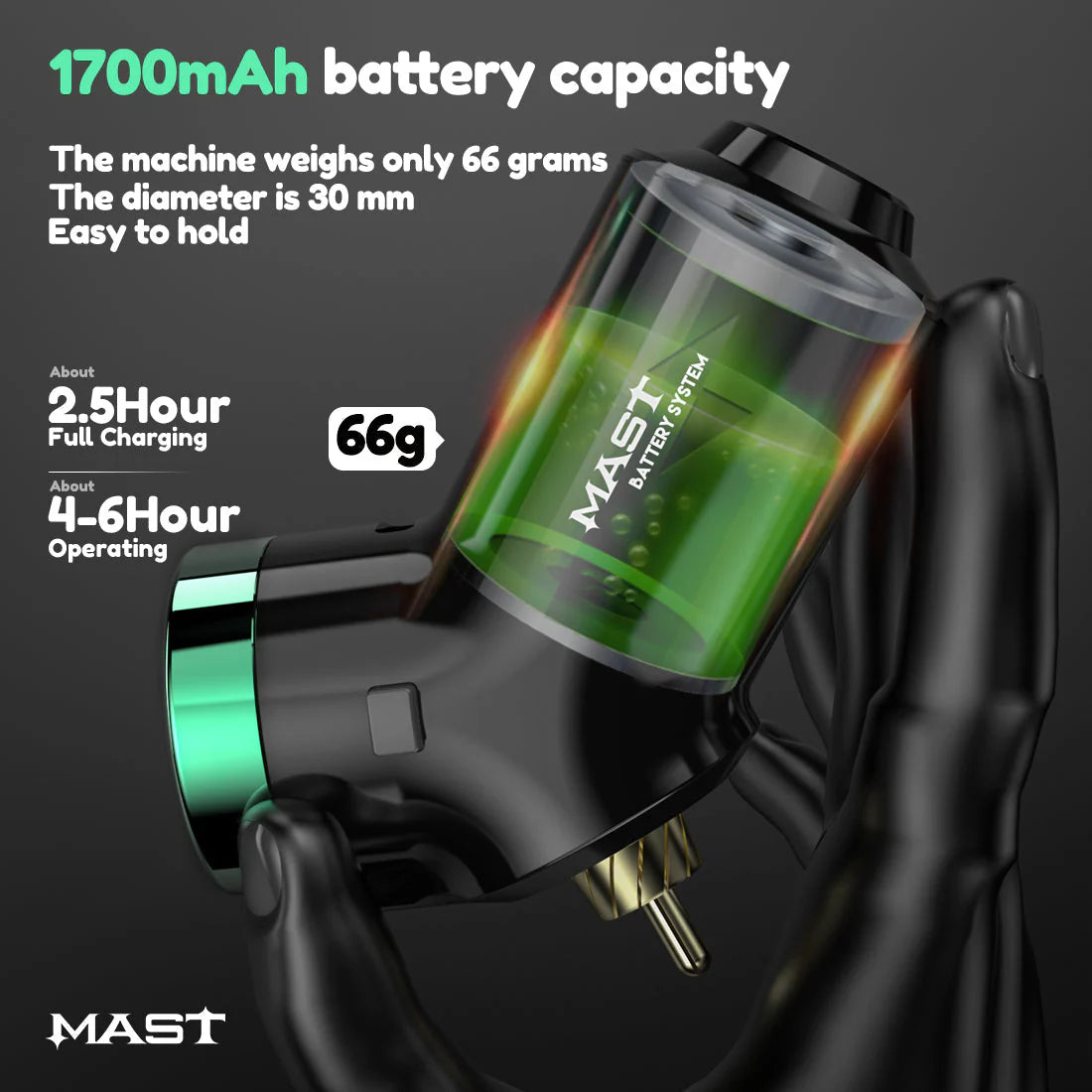 Wireless battery for Tattoos Mast T3