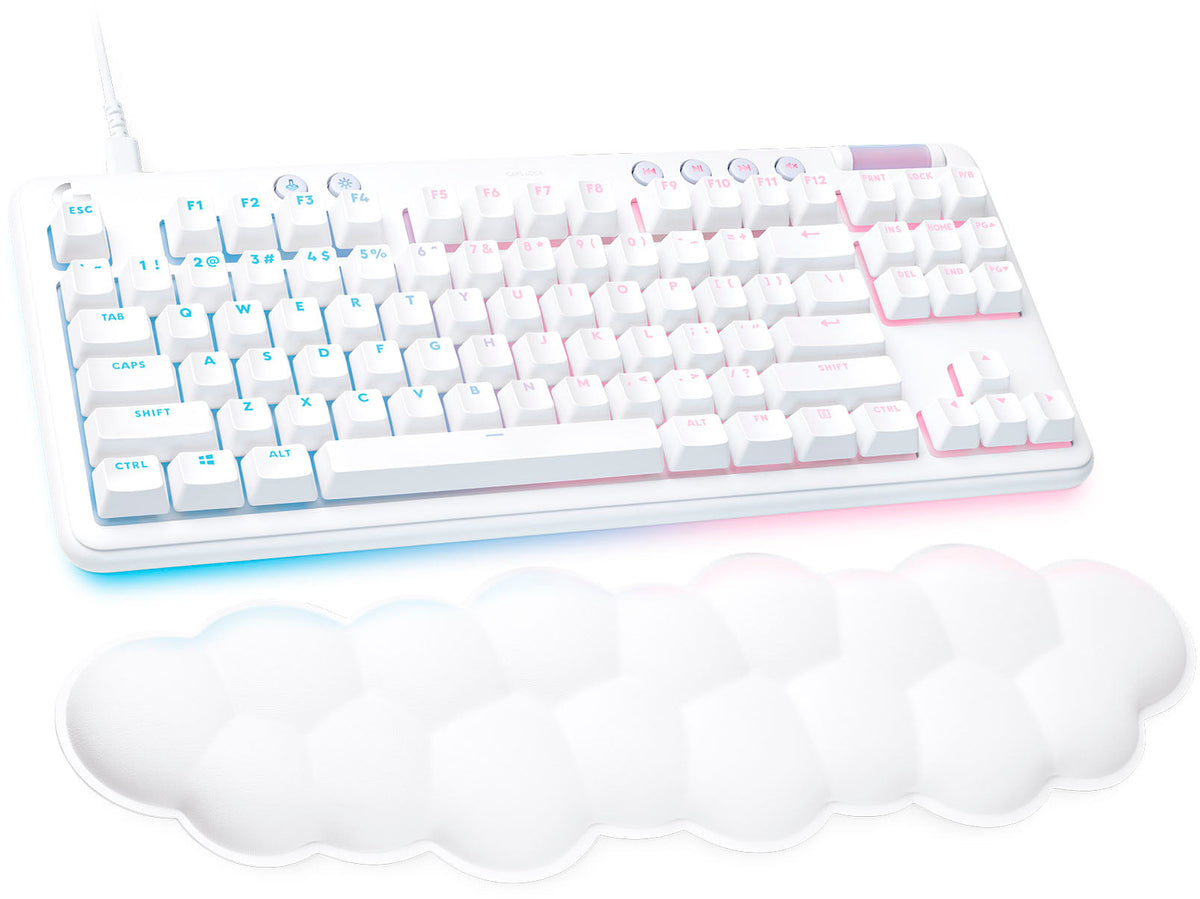 Logitech - G713 Aurora TKL Collection Mechanical Keyboard for Games with Cable with Linear Switches for PC / Mac with Reposamuñecas Included - White fog