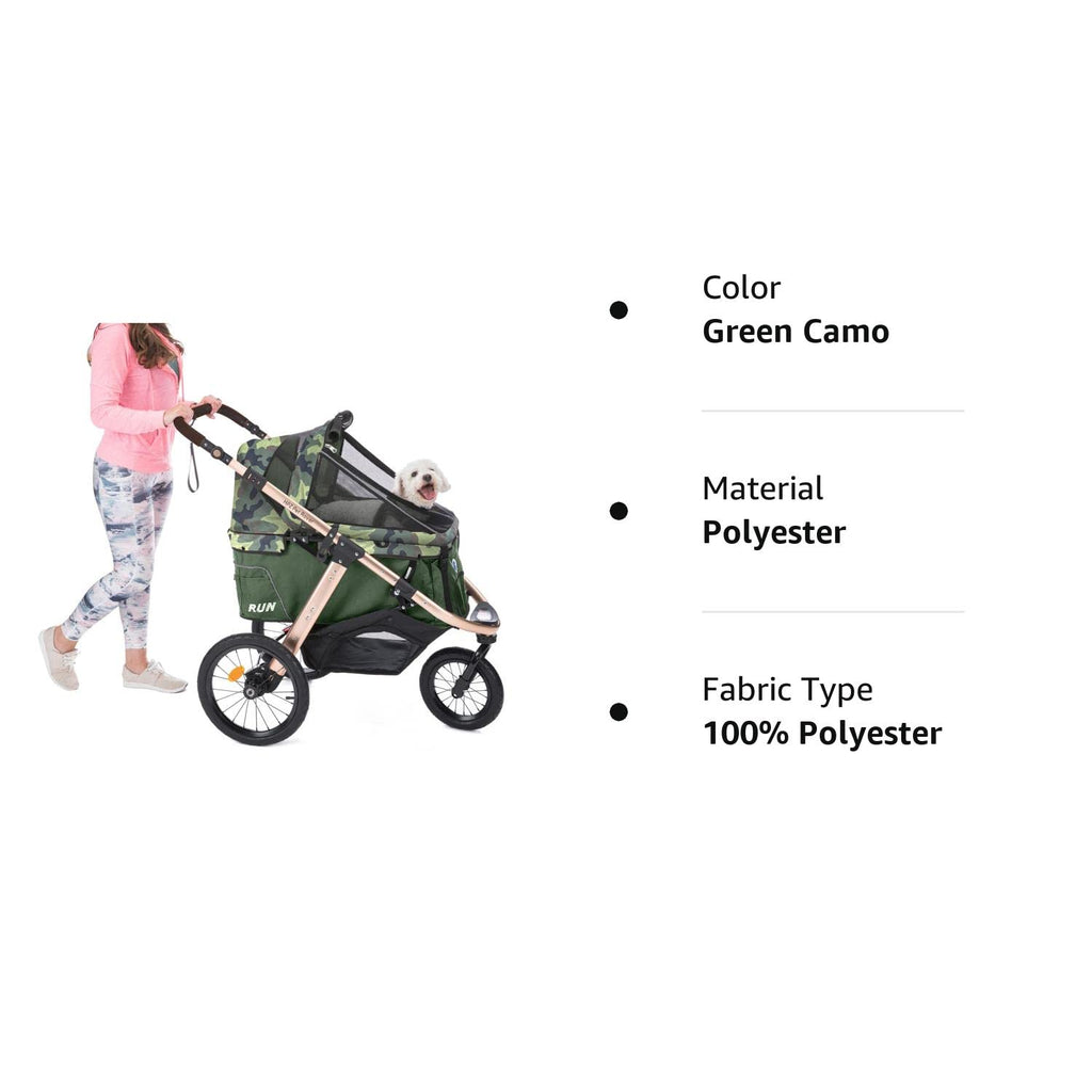 Sportive Car to Run with Confort Rubber Wheels / Quick Pledge with One Hand / Aluminium Structure for Dogs, Cats and Small or Medium Pets (Green Camouflage)