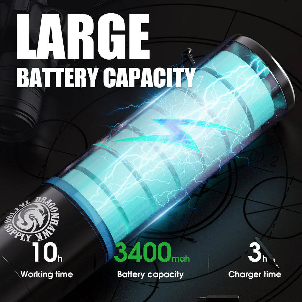 Wireless Dragonhawk X9 Tatuage Machine with 3.5 mm tour