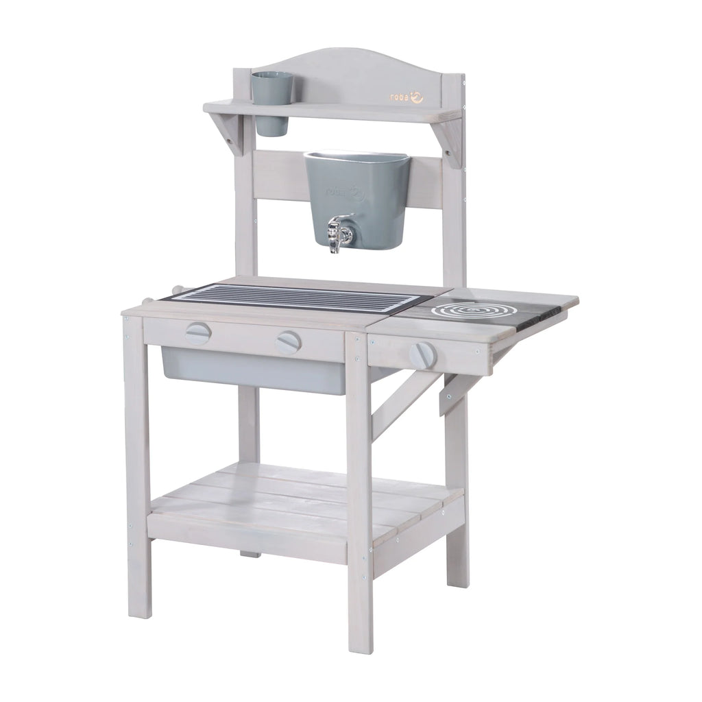 Outdoor play kitchen with accessories - FSC certified wood - Engraving grey finish