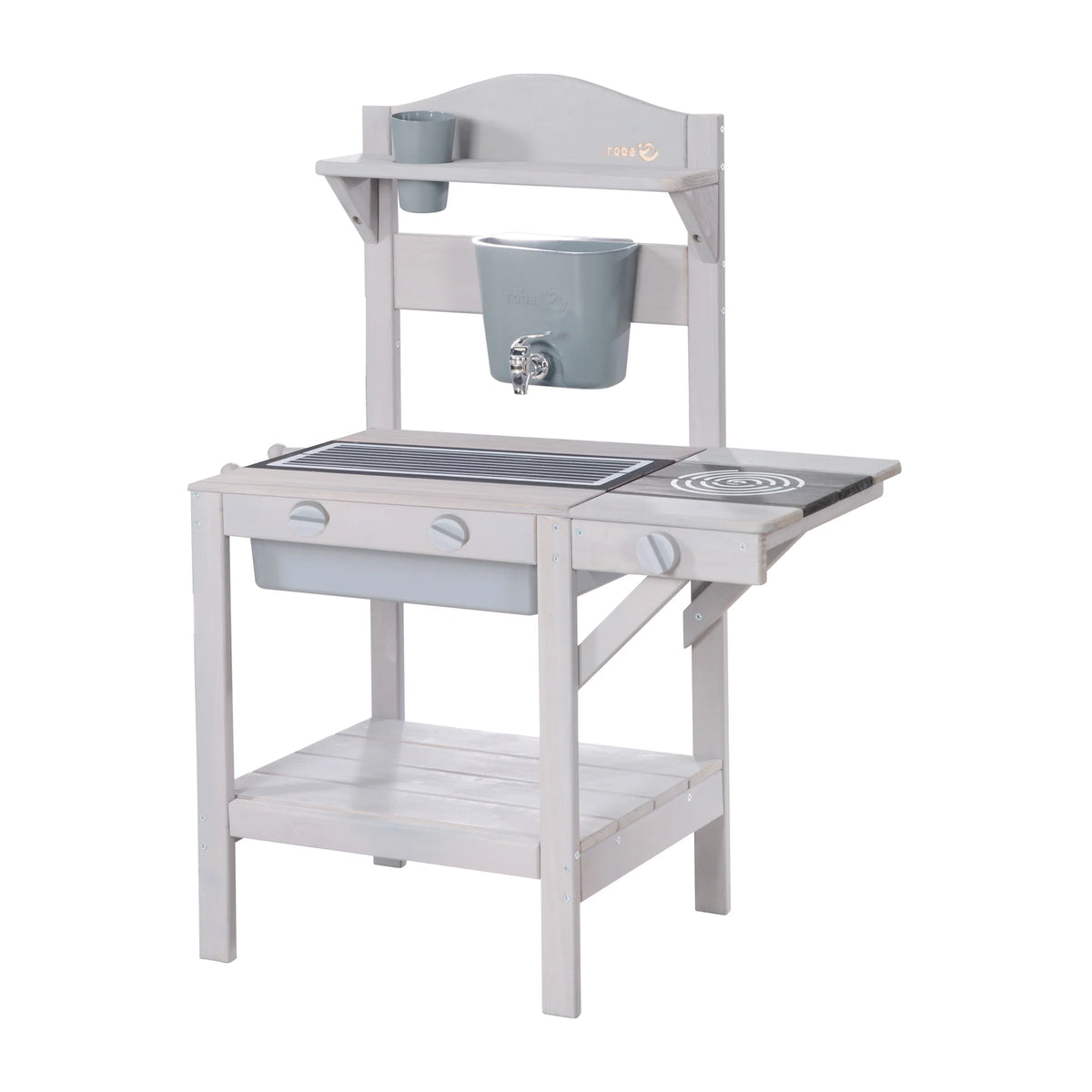 Outdoor play kitchen with accessories - FSC certified wood - Engraving grey finish