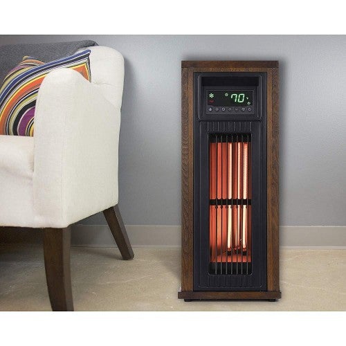 Lifesmart HT1216 23-inch Electric Infrared Tower Calefactor, 1500 Watts for Large Rooms, with Thermostat, Ecological Mode and Remote Control