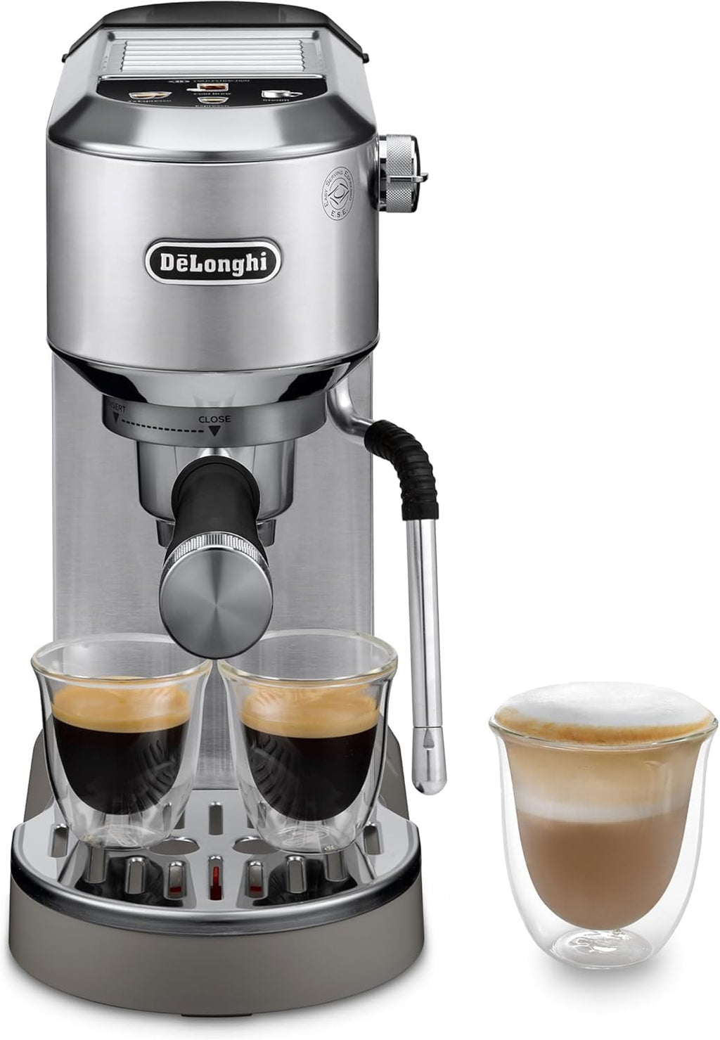 De 'Longhi Dedica - Inoxable Steel Pump Coffee Coffee Coffee Coffee, Espresso and Capuchino, 1.3 Litre Deposit, Antidote System, EC685.M Model, Metal Color