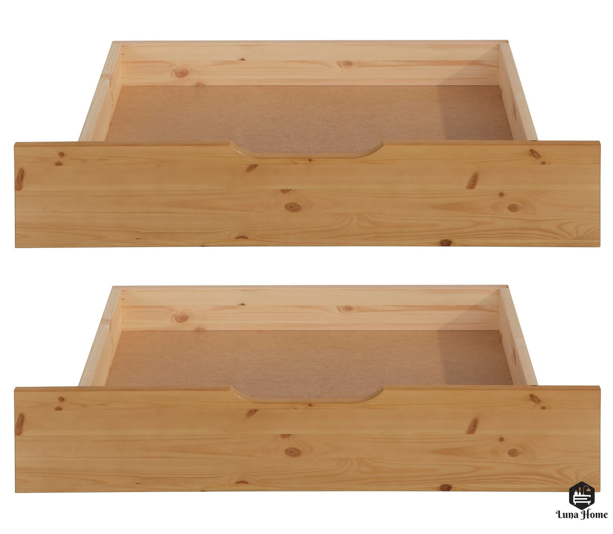 Set of 2 bed drawers Finja, natural pine wood, 93 cm long 