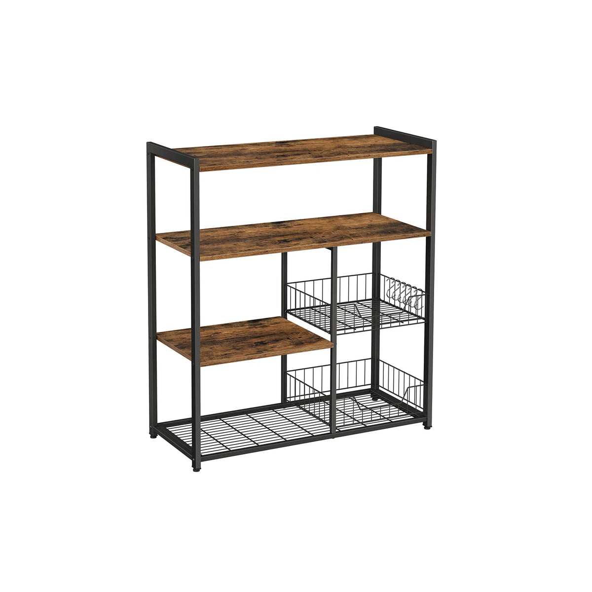 Stairway of Kitchen with Metallic Mesh Baskets with Stations and Hugs
