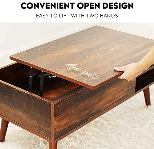 WLIVE Centre table with high cover, Hidden compartment and Adjustable storage shelf