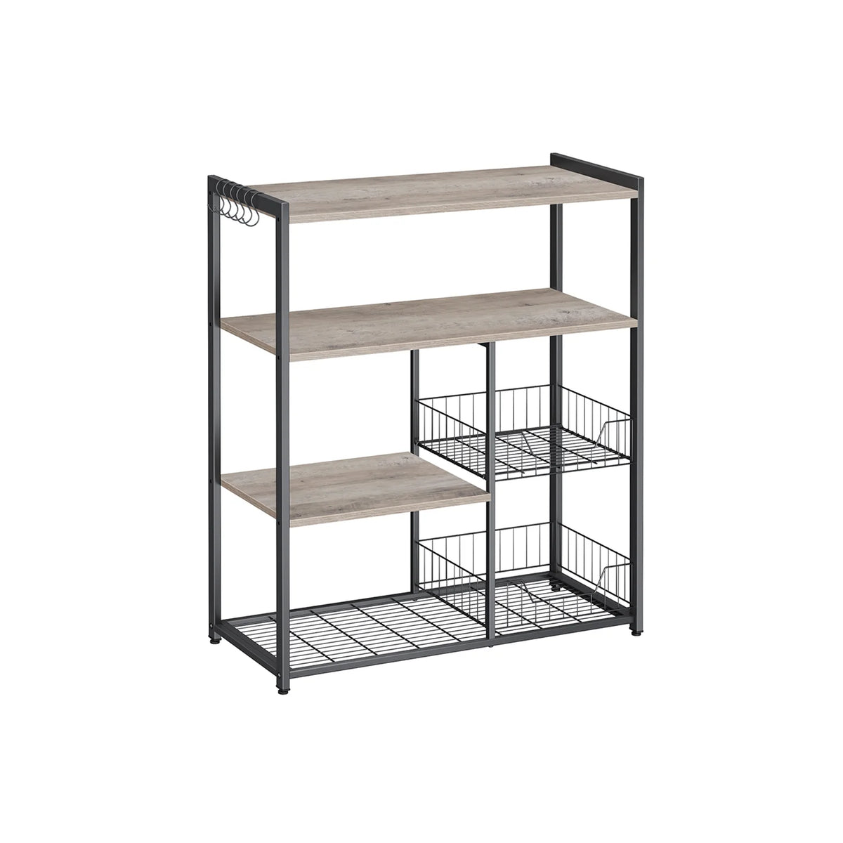 Stairway of Kitchen with Metallic Mesh Baskets with Stations and Hugs