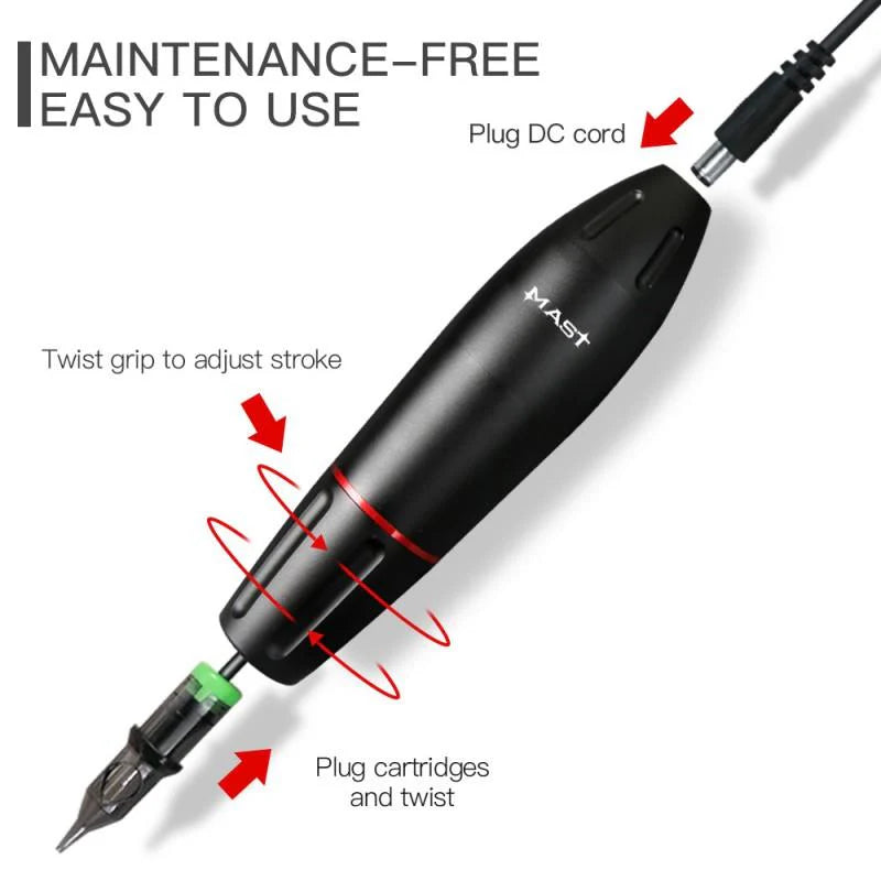 Tattage Machine Kit with Mast Pen WJX Piston and Battery Package