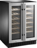 Double Zone Wines and Beverages Cooler for 42 Bottles or 128 Lats with Glass Doors