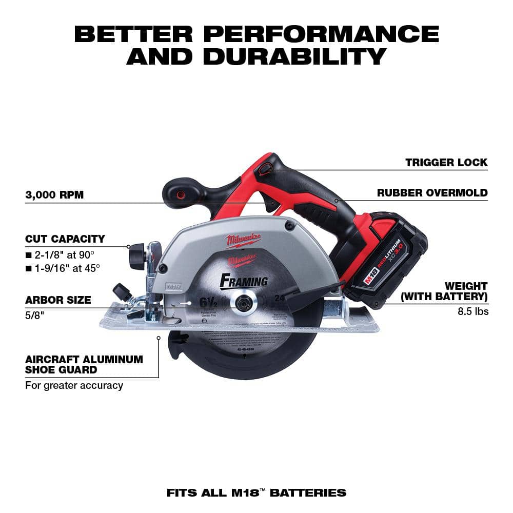 18V M18 wireless combined kit with lithium battery (6 tools) with two 3.0 Ah batteries, 1 charger, 1 tool bag 2696-26
