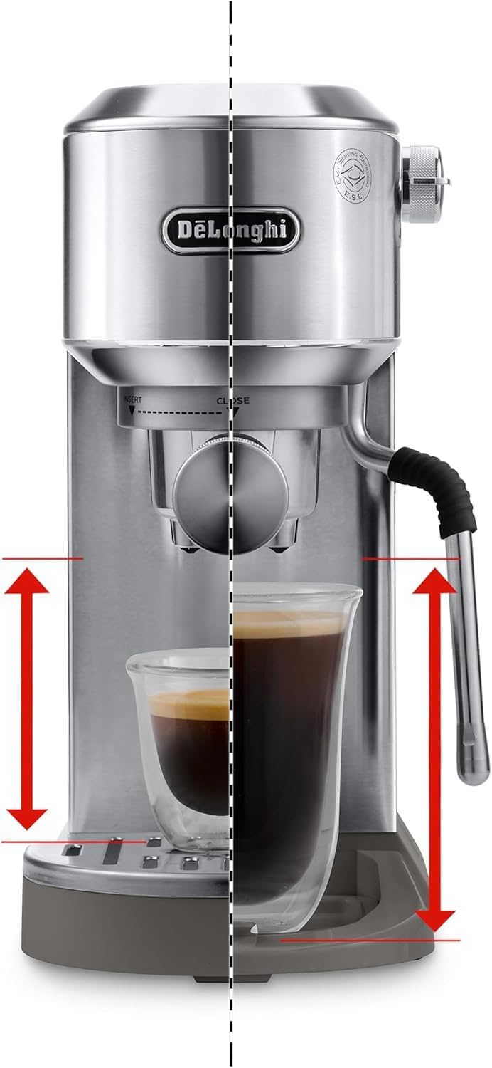 De 'Longhi Dedica - Inoxable Steel Pump Coffee Coffee Coffee Coffee, Espresso and Capuchino, 1.3 Litre Deposit, Antidote System, EC685.M Model, Metal Color