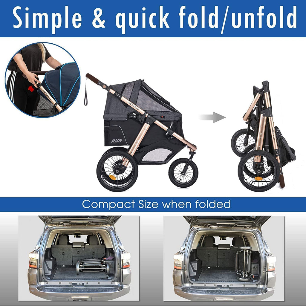 Sportive Car to Run with Confort Rubber Wheels / Quick Pledge with One Hand / Aluminium Structure for Dogs, Cats and Small or Medium Pets (Green Camouflage)