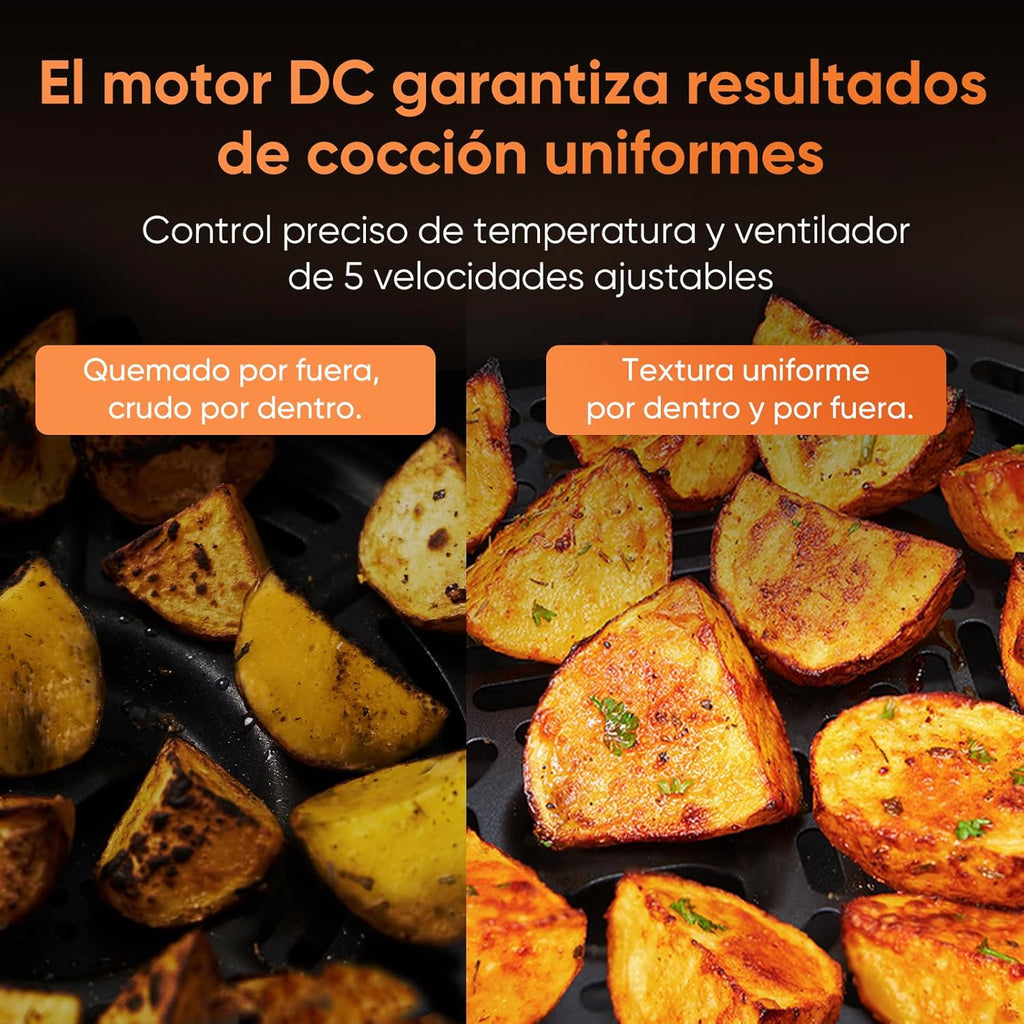 Cosori Turbo Blaze Air Freidora 6L, Real Metal Interior, Exclusive DC Motor, 46% Faster, Temperature 30 ° C to 230 ° C, Ideal for Asar Meat, Complete Kitchen Programs, Silent 27dB