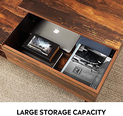 WLIVE Centre table with high cover, Hidden compartment and Adjustable storage shelf