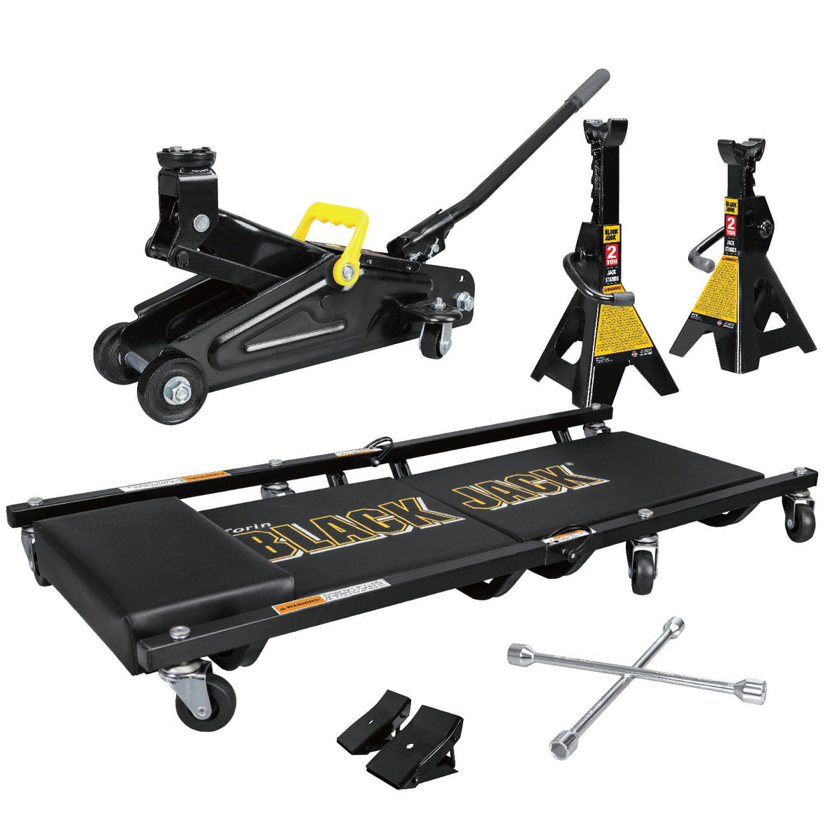 2 Tone Tone Blackjack Kit with Hydraulic Cat, 1 Par of Cat Supports, Plegable Creeper, Bone Key and 1 Par of Anti-Sliding Footwear