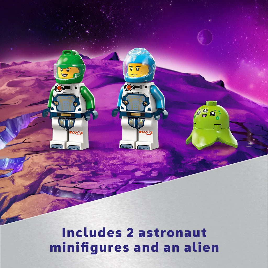 Set of Construction LEGO City Space Ship and Asteroid Discovery, Gift for 4-year-old children in advance who love the Imagination Game, includes 2 Minifigures of Space Crew, Alien, Crystals and Crane, 60429