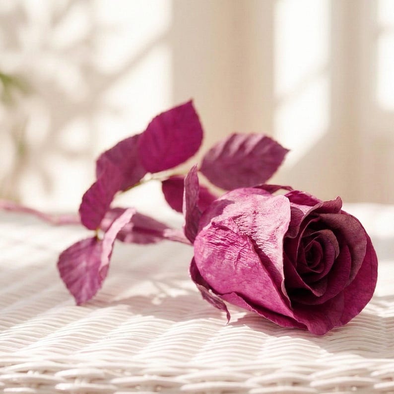 Crepe paper flowers, roses, bouquet, home decoration