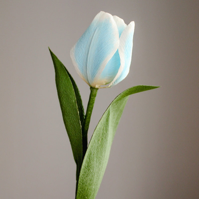 Crepe paper flowers, bouquet of realistic tulips, wedding decoration