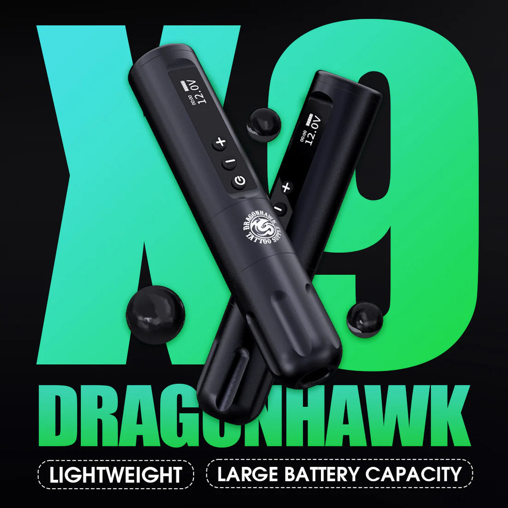 Wireless Dragonhawk X9 Tatuage Machine with 3.5 mm tour