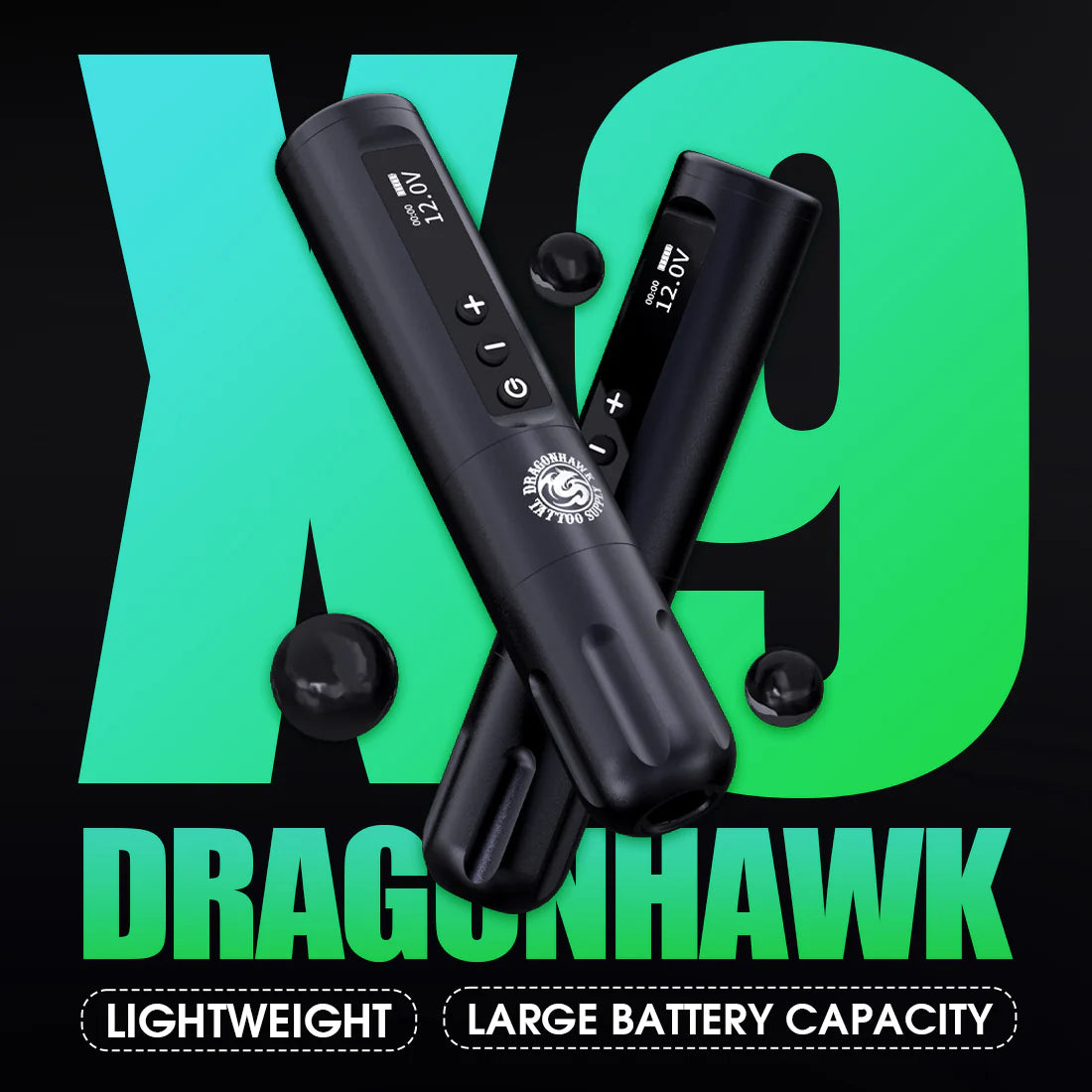 Wireless Dragonhawk X9 Tatuage Machine with 3.5 mm tour