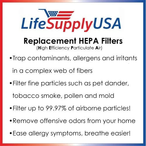 LifeSupplyUSA Package of 5 HEPA Replacement Filters Compatible with the Alen TF50-Carbon HAPA-Fresh Paralda Air Purifier
