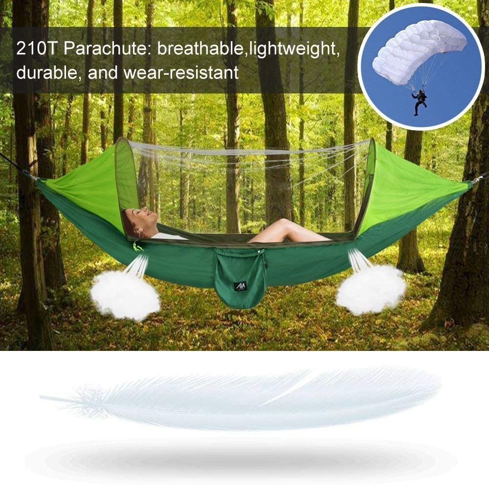 Camping hammock AYAMAYA with Mosquitera and Toldo for the Sun + Rechargeable Fan for Camping with LED Light