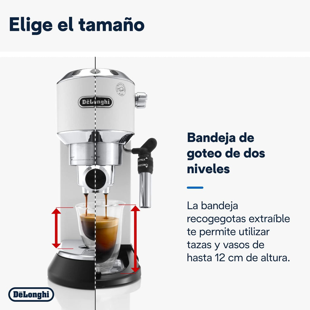 De 'Longhi Dedica - Inoxable Steel Pump Coffee Coffee Coffee Coffee, Espresso and Capuchino, 1.3 Litre Deposit, Antidote System, EC685.M Model, Metal Color
