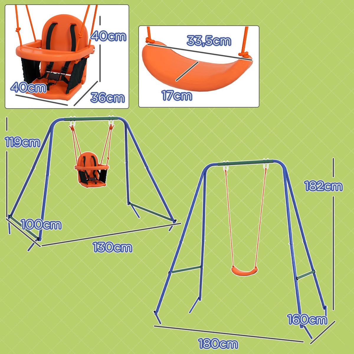 Children's Score 2 In 1 With Security Belt Outunny Orange