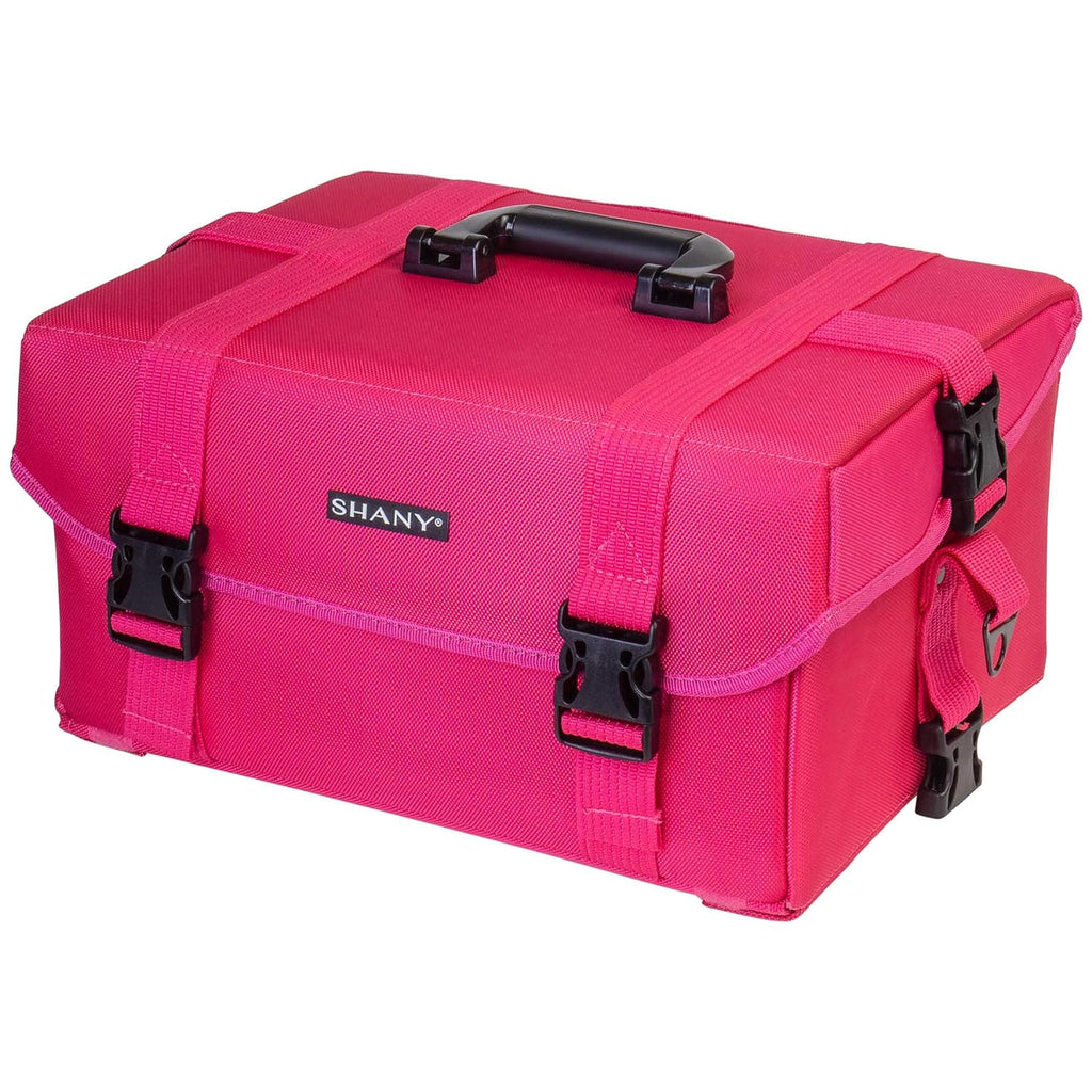 Azabache Black Vinyl Cosmetic Case with Wheels - Make-up Travel Bag